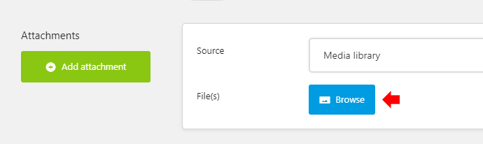 Click Browse to add a file attachment from the WordPress media library