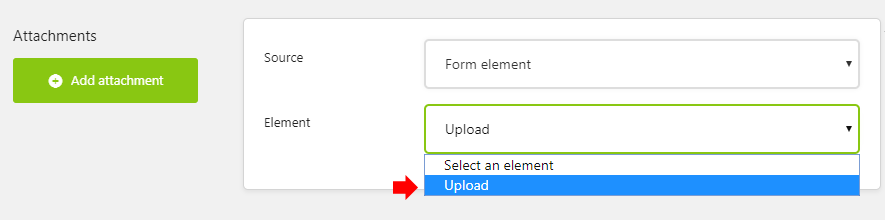 Select the form element to add an attachment from