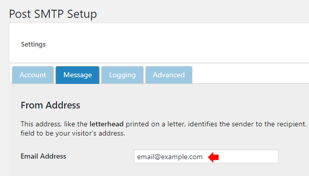 Post SMTP set From address
