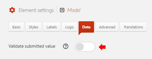 Turn off Validate submitted value