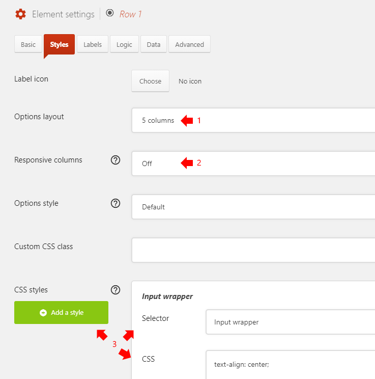 Matrix field radio buttons styles