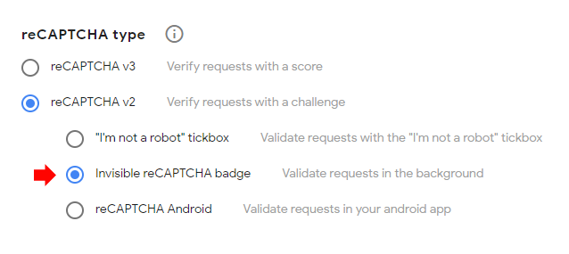Choose Invisible reCAPTCHA badge