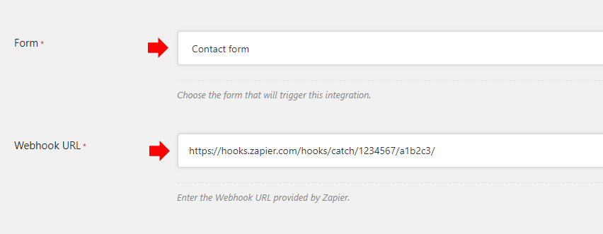 Choose the form and paste the Webhook URL
