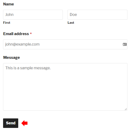 Submit the form with sample data