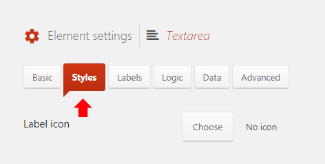 Go to the Textarea styles tab