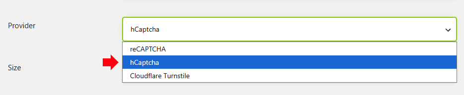 Choose reCAPTCHA provider hCaptcha